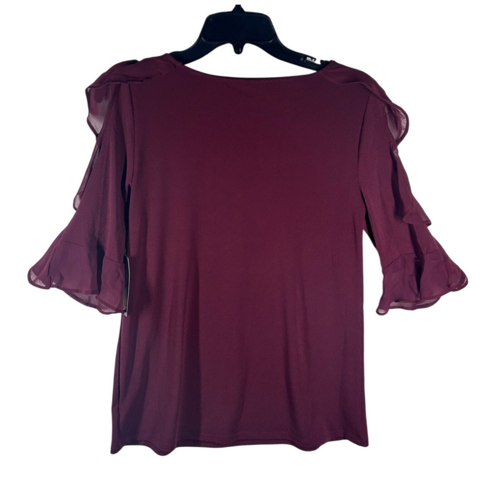 Bold Elements Zinfandel Cold Shoulder Ruffle Sleeve Blouse Size Small New NWT - Picture 2 of 10